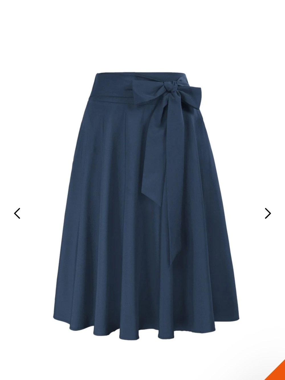 Classic Navy Circle Skirt with Side Bow Waist